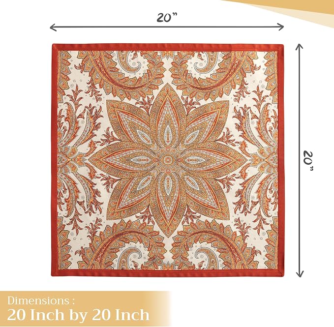 Maison d' Hermine Cloth Napkins Set of 4 100% Cotton Everyday Reusable Square Napkins Cloth Washable, Dinner, Party, Wedding, Restaurant (Kashmir Paisley, 20" x 20") | Everyday Square Napkins Cloth Washable Dinner Wedding Restaurant Hotel Kitchen Thank... - Image 6