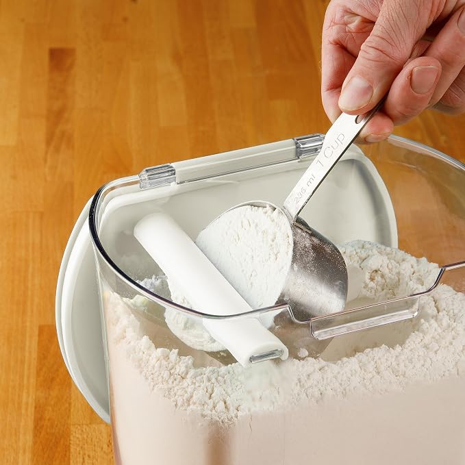 Progressive ProKeeper Baker's Airtight Kitchen Storage Canister Container Set for Flour, Sugar & More, Keeps Ingredients Fresh, with Accessories (White, 6- Piece) - Image 6