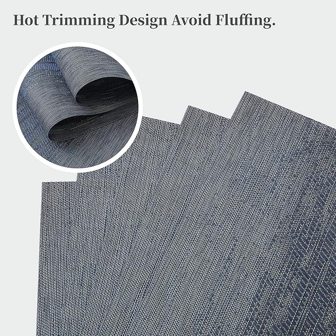 Leetaltree Denim Blue Placemats Set of 8 - Heat Resistant Non-Slip Place mats for Dining Table, Washable Durable PVC Vinyl Woven Table Mats（Denim Blue, 8） - Image 3