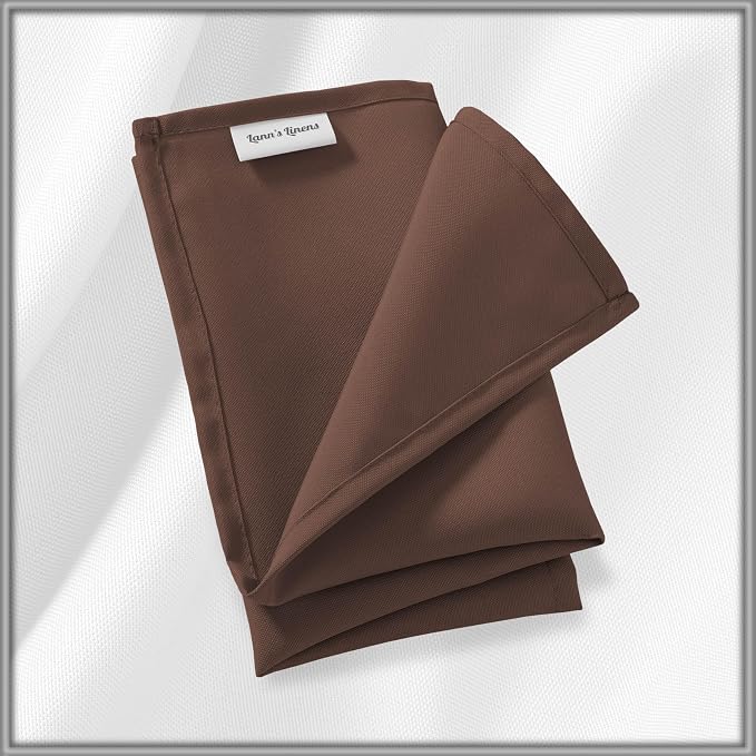 Lann's Linens Set of 12 Cloth Dinner Napkins, 20-inch Polyester Napkins, Washable and Reusable Fabric for Wedding, Hotel, Restaurant - Chocolate Brown - Image 6