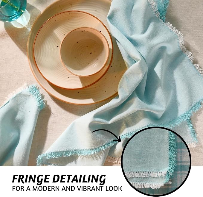 Folkulture Cloth Napkins, Set of 12, Fringe Blue (18x18 Inch) | 100% Cotton, Decorative, Machine Washable, Soft, Premium, Family Dinner Napkins for Parties,Wedding, Kitchen Decorations - Image 5