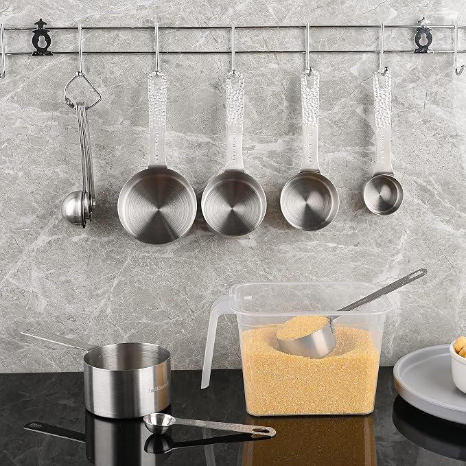 18/8 Stainless Steel Measuring Cups and Spoons Set 14 for Baking & Kitchen, Metric & US Metal 6 Measuring Cups and 7 Measuring Spoons with 1 Leveler - Image 9