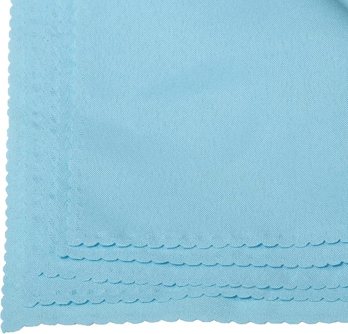 Pack of 25 Polyester Napkins 17 x 17 Inch Square with Scalloped Edge, Plain Washable Reusable Dining Table Cloth Napkin for Wedding Party Banquet Home Restaurant Bistro Decoration - Baby Blue - Image 5