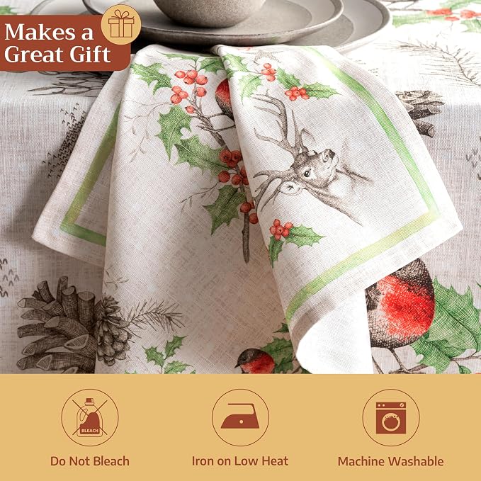 Maison d' Hermine Cloth Napkins Set of 4 Reusable 100% Cotton (20" x 20") | Everyday Square Napkins Cloth Washable Dinner Wedding Restaurant Hotel Kitchen Thanksgiving Christmas - Christmas Dew - Image 5