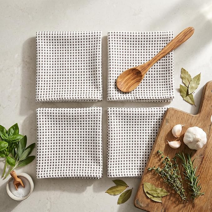 Urban Villa Kitchen Towels Cotton Dish Towels 20”x30” (Set of 6) Grey White - Image 4