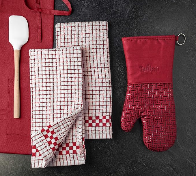 XLNT Highly Absorbent Kitchen Dish Towels 100% Cotton 18x28 inch – Ultra-Thick Dishcloths – Premium Weave for Drying & Cleaning – Soft, Durable & Lint-Free – Pack of 3 Red - Image 3