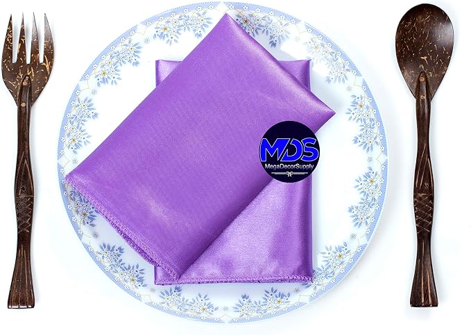 Set of 100 PCS Satin Napkin 12x12 Inch Square, Dinner Table Napkins for Wedding, Bulk Silky Sateen Cloth Napkins for Restaurant Banquet Graduation Birthday Party Decoration - Lavender - Image 5