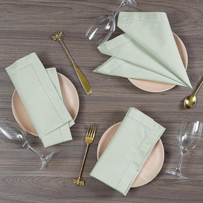 Cotton Cloth Napkins Set of 12, 18x18 Cotton Napkin Cloth Washable, Soft, Reusable Napkins for Wedding, Parties, Christmas, Thanksgiving, Everyday Use (Green) - ALPHA Living HOME - Image 2