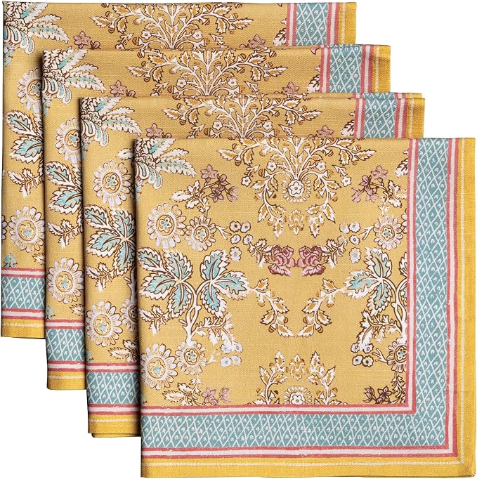 Maison d' Hermine Cloth Napkins Set of 4 Reusable 100% Cotton (20" x 20") | Everyday Square Napkins Cloth Washable Dinner Party Wedding Restaurant Hotel Kitchen Spring Summer - Marquise by MaisondHermine