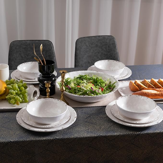 Farmhouse Melamine Serving Tray with Handles, Set of 2, 19"x12" Extra Large Rectangular Turkey Serving Platter, Serving Food Trays for Entertaining, Christmas,Thanksgiving,Party, Ivory - Image 5