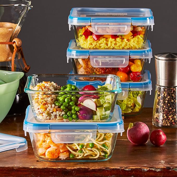 Snapware Total Solutions (10-Pack, 4 Cup) Glass Food Storage Containers Set, Airtight & Leakproof Locking BPA-Free Lids, Freezer Dishwasher Microwave Safe - Image 7