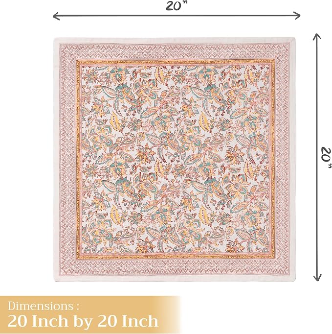 Maison d' Hermine Cloth Napkins Set of 4 Reusable 100% Cotton (20" x 20") | Everyday Square Napkins Cloth Washable Dinner Wedding Restaurant Hotel Kitchen Thanksgiving Christmas - Nila - Image 4