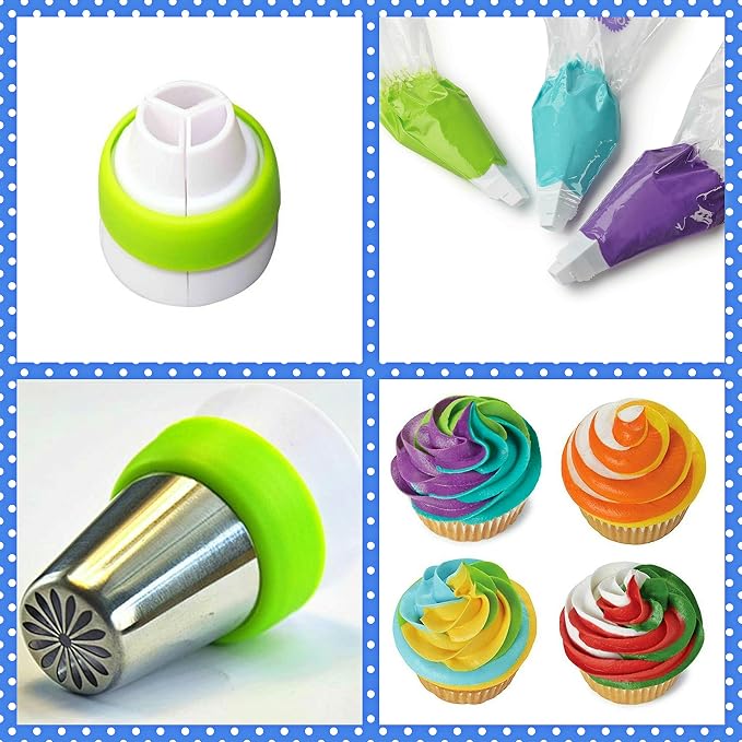 Russian Piping Tips 63 Pcs DELUXE Cake Decorating Supplies Set 37 Icing Nozzles 2 Coupler 2 leaf Tips 22 Pastry Bags + Cupcake Decoration Tools Kit Free E- BOOK in GIFT BOX+Frosting Recipes - Image 8