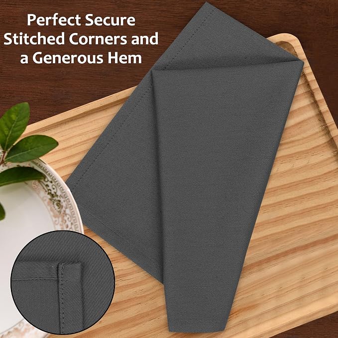 Ruvanti Cloth Napkins Set of 6, 18x18 Inches Napkins Cloth Washable, Soft, Durable, Absorbent, Cotton Blend. Table Dinner Napkins Cloth for Hotel, Lunch, Restaurant, Wedding Parties - Dark Grey - Image 3