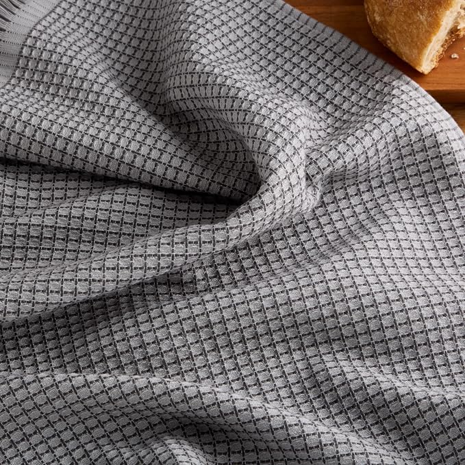 KitchenAid Gourmet Series Gridlines Kitchen Towels 3-Pack Set, 100% Cotton Absorbent, Matte Grey, 18"x28" - Image 5