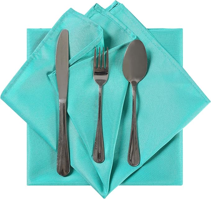 Cloth Napkins 17x17 inch Washable Polyester Dinner Napkins Soft Table Napkins for Wedding Party Dining Banquet(Turquoise,100PCS) - Image 4
