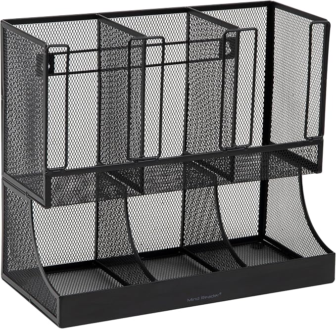 Mind Reader Multipurpose Countertop Organizer, Office Breakrooms, Cup and Condiment Station, Metal Mesh, Black - Image 5