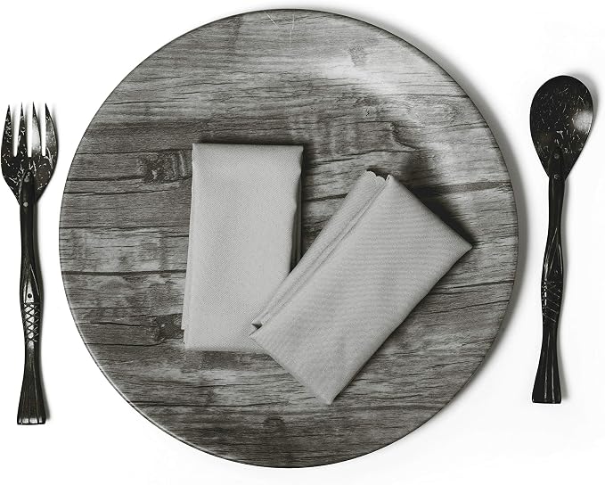 Pack of 12 Polyester Napkins 17 x 17 Inch Square with Scalloped Edge, Plain Washable Reusable Dining Table Cloth Napkin for Wedding Party Banquet Home Restaurant Bistro Decoration - Light Silver - Image 3