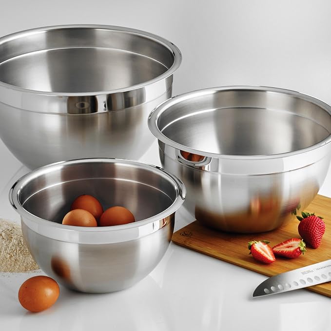 Tramontina Gourmet 3-Pc Stainless Steel Mixing Bowls Set | Ideal for Salads, Preparing and Serving, Dishwasher-Safe - Image 2