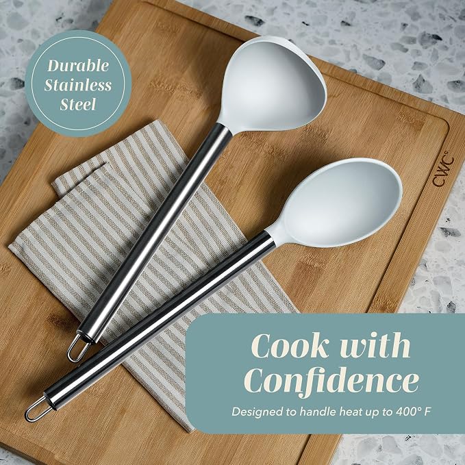 COOK WITH COLOR Silicone Cooking Utensils, Kitchen Utensil Set, Easy to Clean Silicone Kitchen Utensils, Cooking Utensils for Nonstick Cookware, Kitchen Gadgets Set, 10 Pieces, Teal - Image 5
