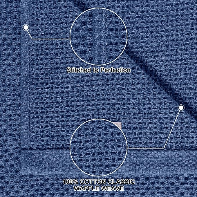 Homaxy 12 Pack 100% Cotton Kitchen Towels and Dishcloths Set, Navy Blue | 12 x 12 Inches and 13 x 28 Inches Kitchen Towels Set, Ultra Soft Absorbent Dish Cloths for Washing Dishes - Image 2