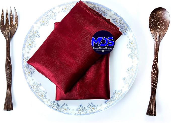 Set of 100 PCS Satin Napkin 12x12 Inch Square, Dinner Table Napkins for Wedding, Bulk Silky Sateen Cloth Napkins for Restaurant Banquet Graduation Birthday Party Decoration - Apple Red - Image 5