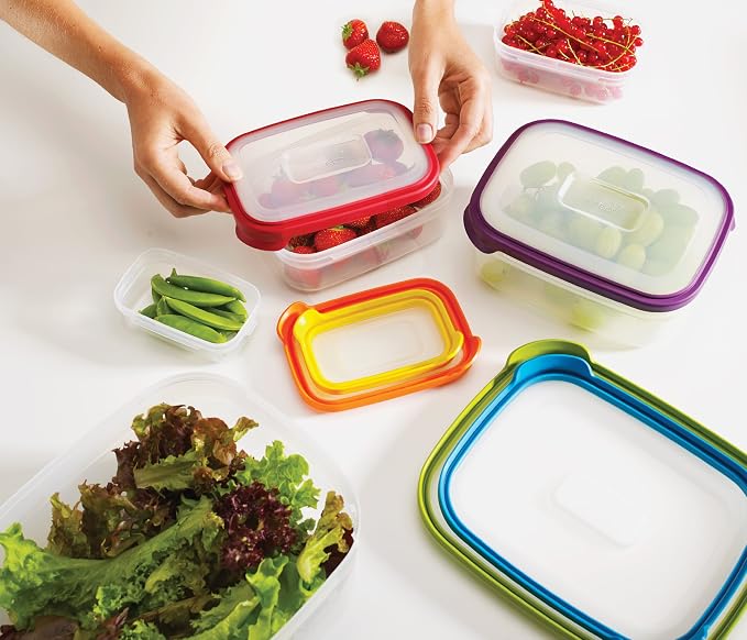 Joseph Joseph Nest Lock Plastic BPA Free Food Storage Container Set with Lockable Airtight Leakproof Lids, 12-Piece, Multi-Color - Image 4
