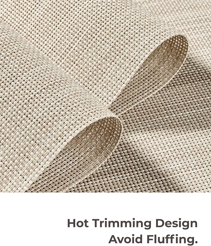 Leetaltree Beige White Placemats Set of 6 - Heat Resistant Non-Slip Place mats for Dining Table, Washable Durable PVC Vinyl Woven Table Mats(Beige White, 6) - Image 7