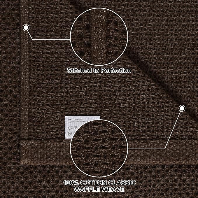 Homaxy 12 Pack 100% Cotton Kitchen Towels and Dishcloths Set, Dark Brown | 12 x 12 Inches and 13 x 28 Inches Kitchen Towels Set, Ultra Soft Absorbent Dish Cloths for Washing Dishes - Image 2
