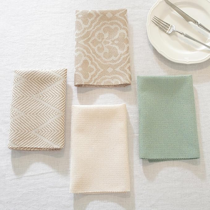 17x17 Solid Green Cloth Napkins Set of 6 Washable Everyday Dining | Bring nature indoors. These 17x17 reusable green linen napkins offer an eco-friendly upgrade for your family meals. - Image 4