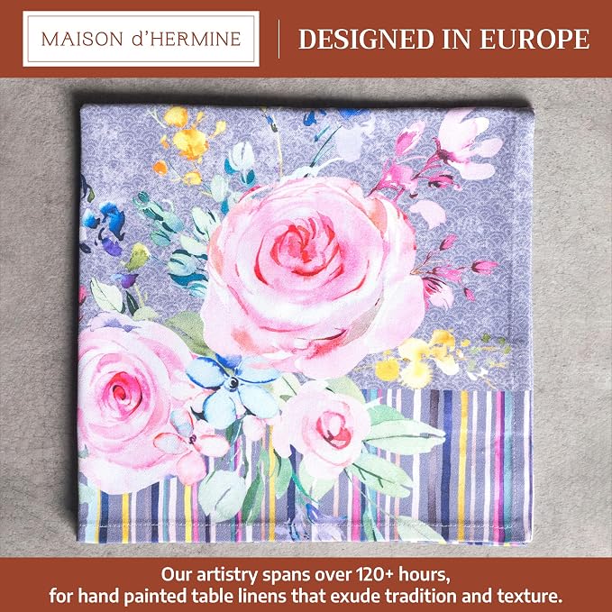 Maison d' Hermine Cloth Napkins Set of 4 Reusable 100% Cotton (20" x 20") | Everyday Square Napkins Cloth Washable Dinner Party Wedding Hotel Kitchen Spring Summer - Sweet Rose Lavender - Lush - Image 2