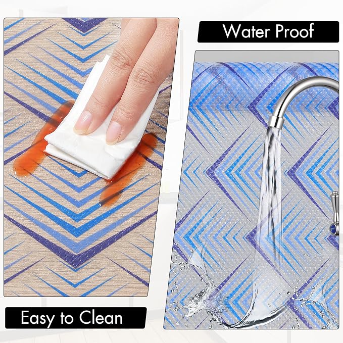 Cooyes Shelf Liner for Kitchen Cabinets – Non-Adhesive Waterproof Drawer Liner – Durable EVA Material Easy-to-Cut Shelf Paper for Refrigerator, Cupboard, Dresser with Modern Pattern - Image 6