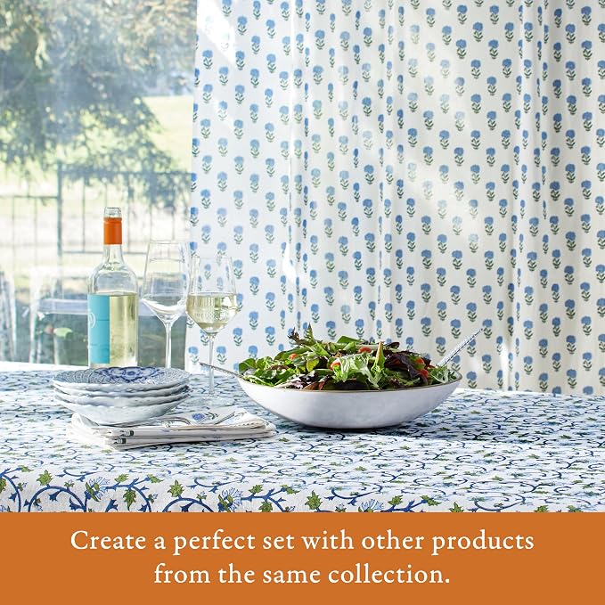 100% Blue Cotton Dinner Napkins, Set of 6, Hand Printed Moonlit Taj Design, Fair Trade, Washable Cloth Napkins for Parties & Cocktails 20x20 in - Image 6