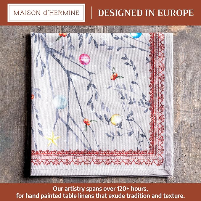 Maison d' Hermine Cloth Napkins Set of 4 Reusable 100% Cotton (20" x 20") | Everyday Square Napkins Cloth Washable Dinner Wedding Restaurant Hotel Kitchen Thanksgiving Christmas - Fairy Christmas - Image 2