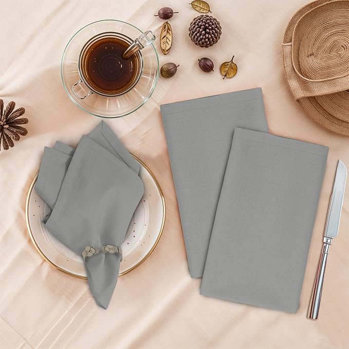 Ruvanti Cloth Napkins Set of 12, 18x18 Inches, 100% Cotton, Washable, Soft & Absorbent, Perfect for Wedding, Christmas, ‎Thanksgiving Dinners - Wild Dove - Image 2