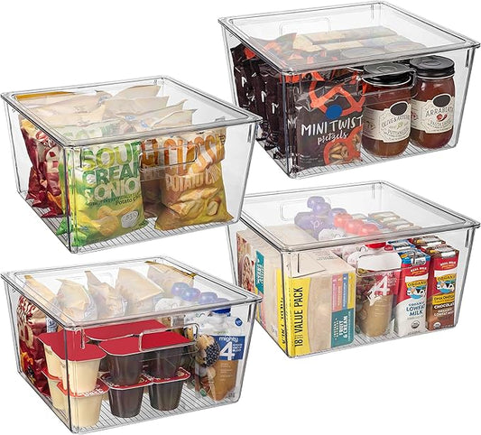 CLEARSPACE Plastic Storage Bins with Lids XL – Perfect Kitchen Organization or Pantry Storage – Fridge Organizer, Pantry Organization and Storage Bins, Cabinet Organizers by ClearSpace