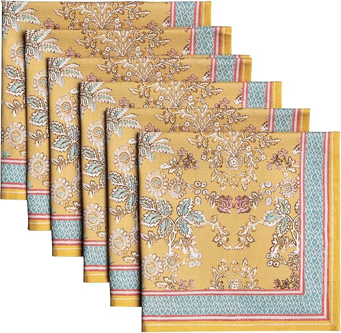 Maison d' Hermine Cloth Napkins Set of 6 Reusable 100% Cotton (20" x 20") | Everyday Square Napkins Cloth Washable Dinner Party Wedding Restaurant Hotel Kitchen Spring Summer - Marquise by MaisondHermine