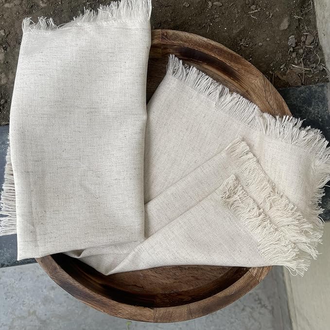 Linen Cloth Dinner Napkins Set of 12 – 18x18 Natural with Fringed Corners | Machine washable Fabric Napkins For Weddings, Baby Showers, Parties & Dining - Image 2