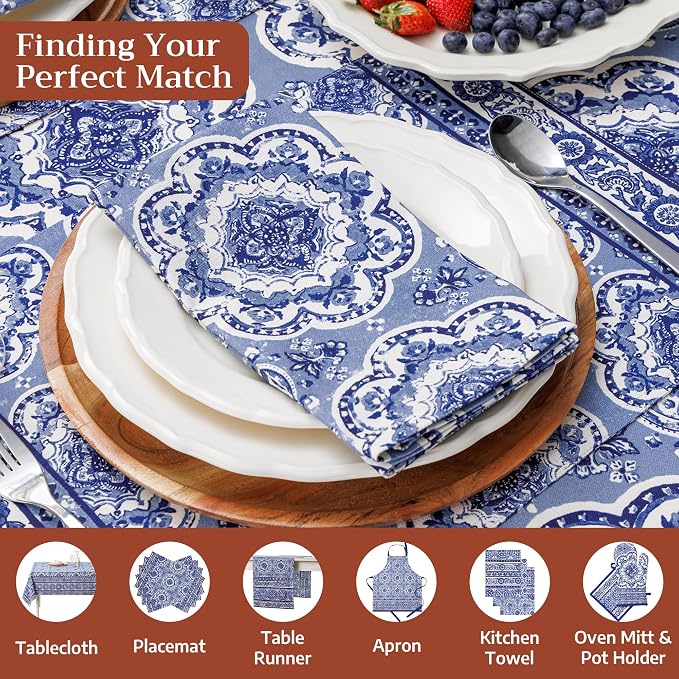 Maison d' Hermine Cloth Napkins Set of 4 Reusable 100% Cotton (20" x 20") | Everyday Square Napkins Cloth Washable Dinner Party Wedding Restaurant Hotel Kitchen Spring Summer - Melodie Bleue - Image 4