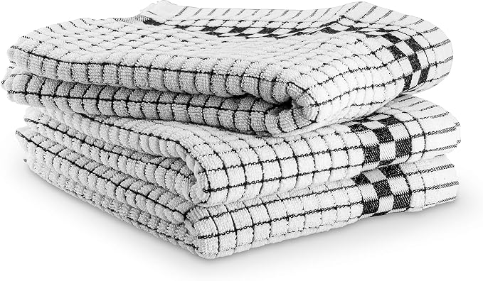 XLNT Highly Absorbent Kitchen Dish Towels 100% Cotton 18x28 inch – Ultra-Thick Dishcloths – Premium Weave for Drying & Cleaning – Soft, Durable & Lint-Free – Pack of 3 Black - Image 8