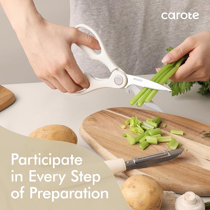CAROTE 22-Piece Cooking Utensils Set with Wood Cool-Touch Handles, Cream | Silicone Kitchen Utensil, Food Grade, Nonstick Cookware Friendly, BPA-Free, Heat-Resistant, Everyday Home Essentials, Gifts - Image 6
