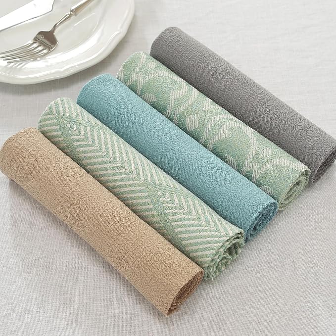 17x17 Green Elephant Napkins Set of 24 Bulk Washable Wedding | Need boho wedding supplies? This bulk set of 24 green elephant pattern linen napkins offers absorbent, elegant decor. - Image 5