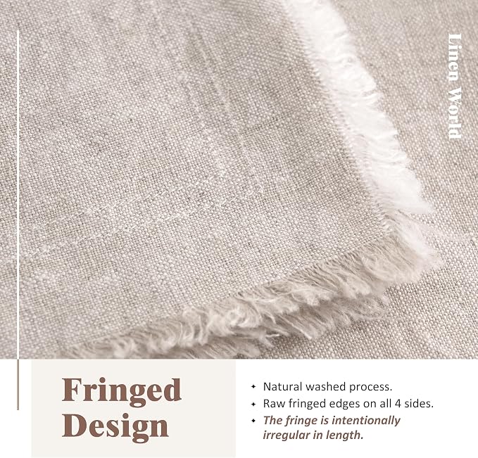 Linen World Fringe Linen Dinner Napkins 18x18 Inch,Soft and Breathable 100% French Flax Cloth Napkins,Stone Washed Set of 4(Natural Fringe) - Image 5