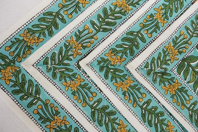 18x18 Inches Cotton Napkins Set of 4, Yellow Green, Washable Hand Block Printed Reusable Cloth Napkins for Dinning, Party, Wedding, Home Decor Fall - Image 8