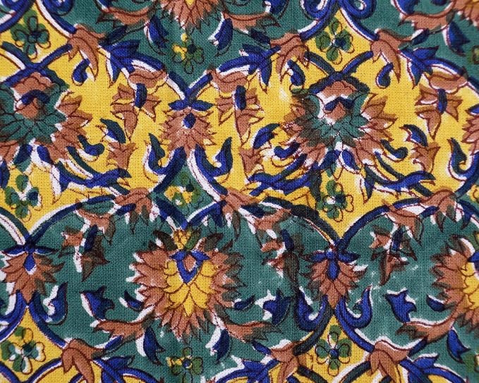 16x16 Inches Cotton Napkins Set of 4, Yellow Green, Washable Hand Block Printed Reusable Cloth Napkins for Dinning, Party, Wedding, Home Decor Fall - Image 5