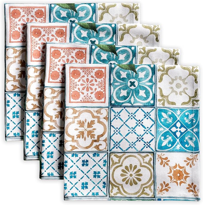 Maison d' Hermine Cloth Napkins Set of 4 Reusable 100% Cotton (20" x 20") | Everyday Square Napkins Cloth Washable Dinner Party Wedding Restaurant Hotel Kitchen Spring Summer - Agrume by MaisondHermine