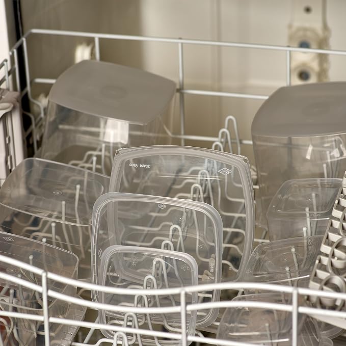 Decony 32 oz. Square Clear Deli Food Storage Containers With Lids Airtight Tamper evident system easy stackable saver shape Restaurant Take Out/Freezer microwave and dishwasher safe - 25 sets - Image 5