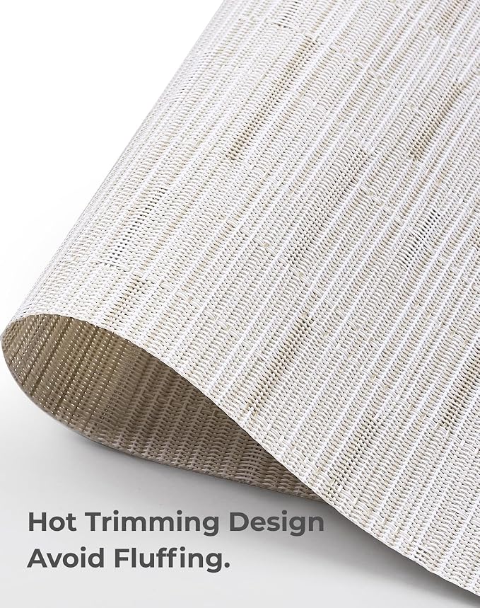 Leetaltree Pale Beige Placemats Set of 6 - Heat Resistant Non-Slip Place mats for Dining Table, Washable Durable PVC Vinyl Woven Table Mats（Pale Beige, 6） - Image 7