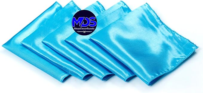 Set of 100 PCS Satin Napkin 12x12 Inch Square, Dinner Table Napkins for Wedding, Bulk Silky Sateen Cloth Napkins for Restaurant Banquet Graduation Birthday Party Decoration - Turquoise - Image 2