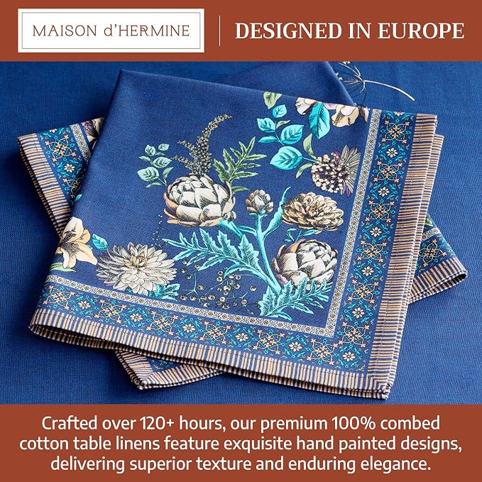Maison d' Hermine Cloth Napkins Set of 4 100% Combed Cotton (20" x 20") | Everyday Square Napkins Cloth Washable Dinner Party Wedding Restaurant Hotel Kitchen Spring Summer - Artichoke - Image 3